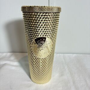 Starbucks Holiday 2022 Gold Bling Venti 24 oz Cup Tumbler No Straw
